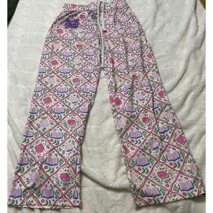Brief Insanity Pajama Pants Womens Small White Book Lovers Club Floral Lounge S